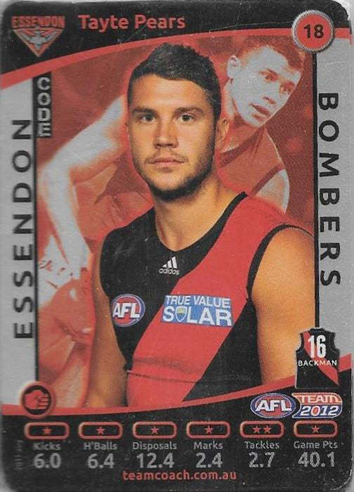 Essendon Bombers, Silver Parallel Team Set, 2012 Teamcoach AFL