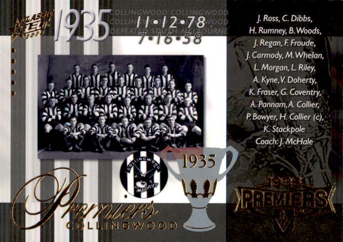 Collingwood 1935 Premiership Commemorative, 2008 Select AFL Classics