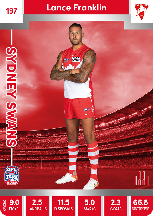 Lance Franklin, 197, Silver Parallel, 2023 Teamcoach AFL