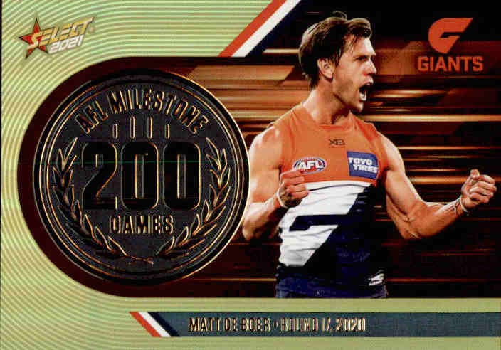 Matt De Boer, 200 Games Milestone, 2021 Select AFL Footy Stars