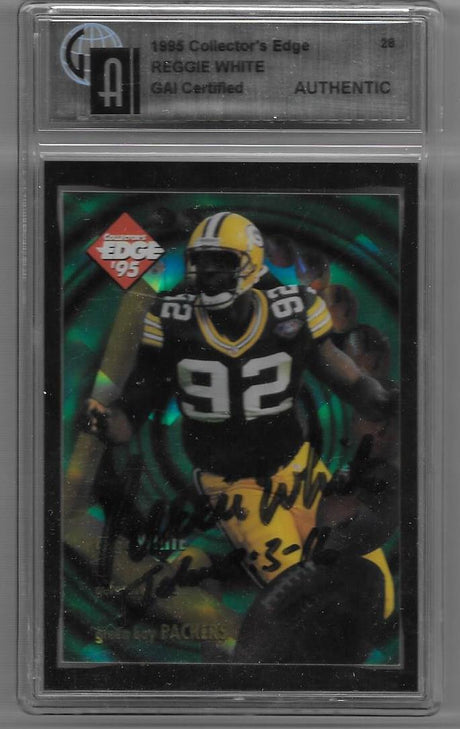 Reggie White, SIgned 1995 Collectors Edge Tech, GAI Certified Authentic
