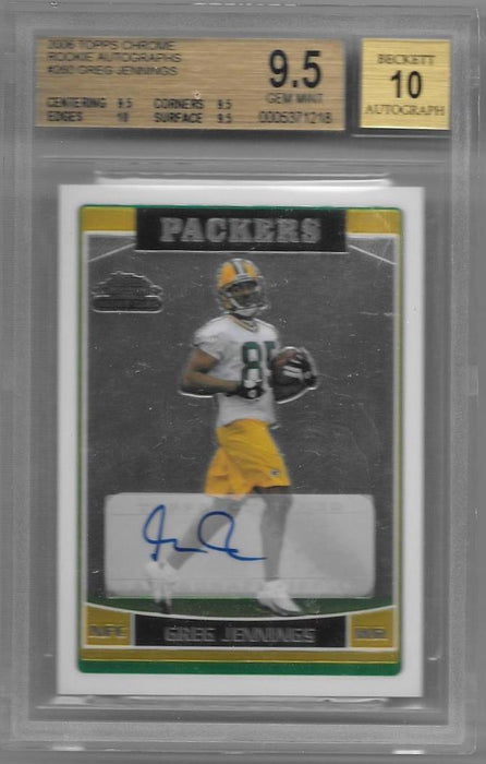 Greg Jennings RC, Rookie Autographs, 2006 Topps Chrome NFL, BGS 9.5