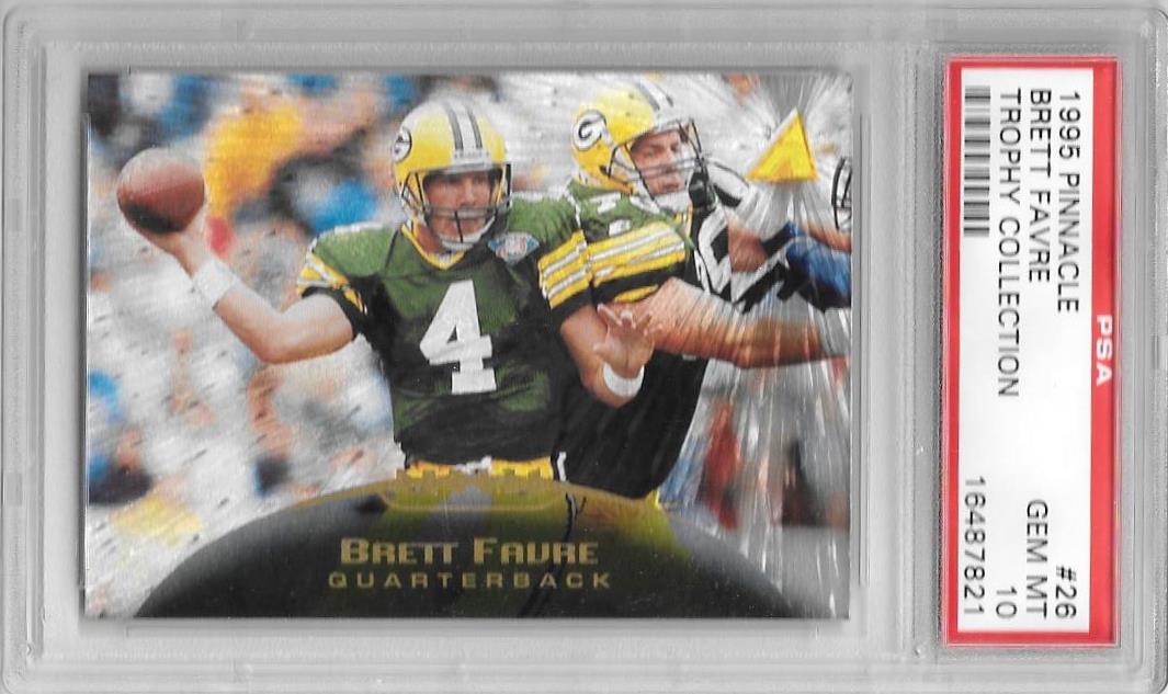 Brett Favre , Trophy Collection, 1995 Pinnacle NFL, PSA 10