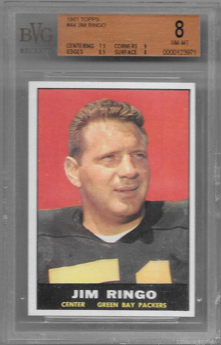 Jim Ringo, 1961 Topps NFL, BVG 8