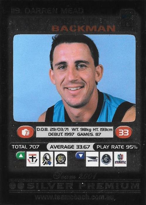 Darren Mead, Silver, 2001 Teamcoach AFL