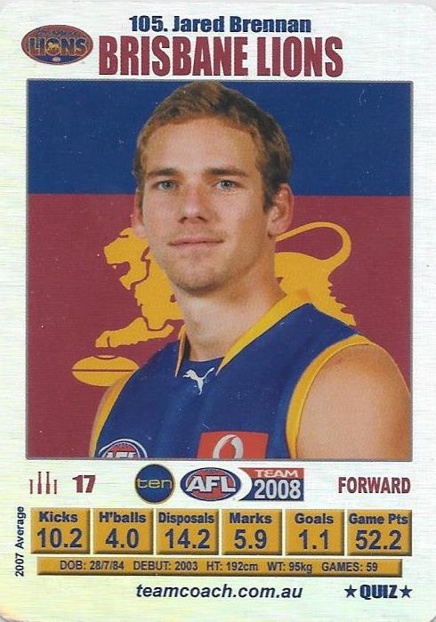 Jared Brennan, Silver, 2008 Teamcoach AFL