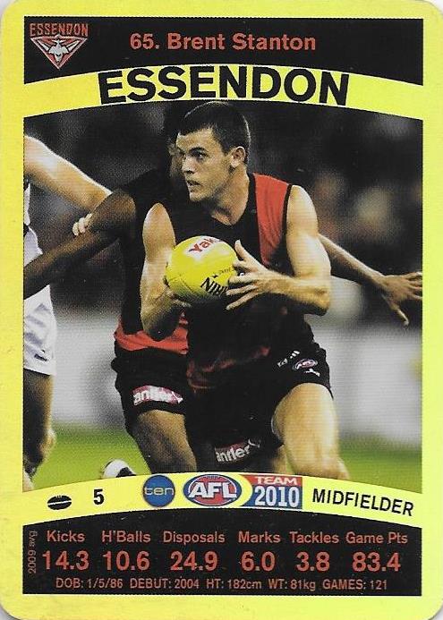 Brent Stanton, Gold card, 2010 Teamcoach AFL