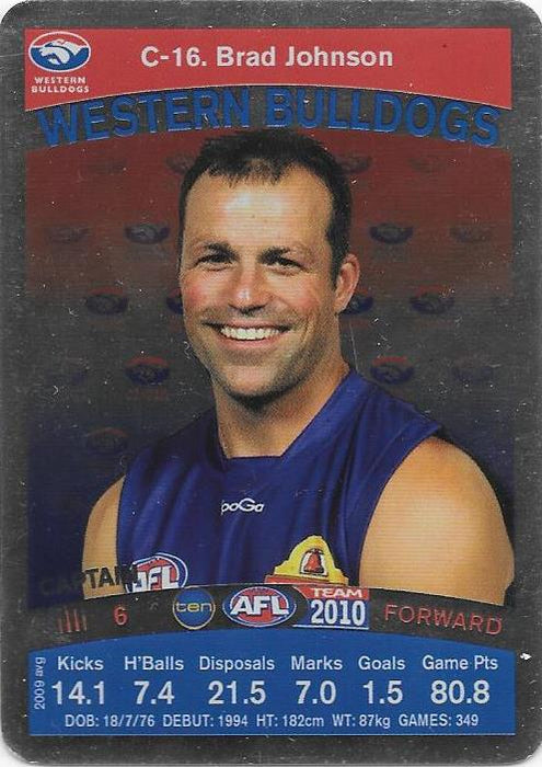 Brad Johnson, Silver Captain card, 2010 Teamcoach AFL