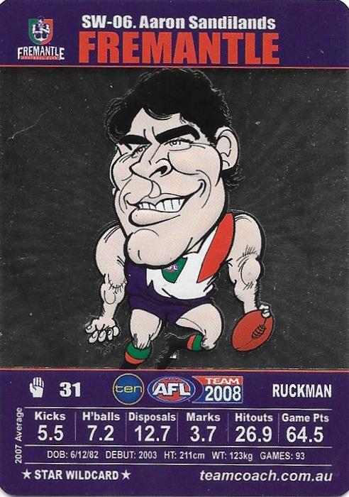 Aaron Sandilands, Star Wildcard, 2008 Teamcoach AFL