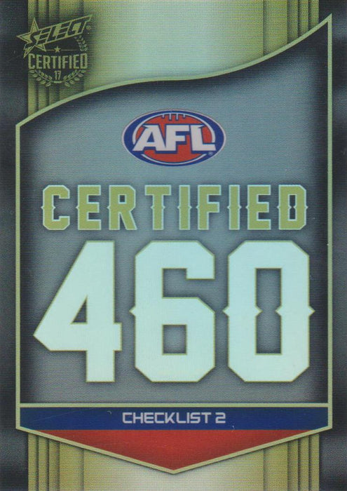 Checklist 2, Certified 460, 2017 Select AFL Certified