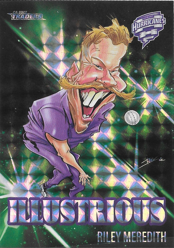 Riley Meredith, Illustrious Green, 2022-23 TLA Traders Cricket Australia & BBL Trading Cards