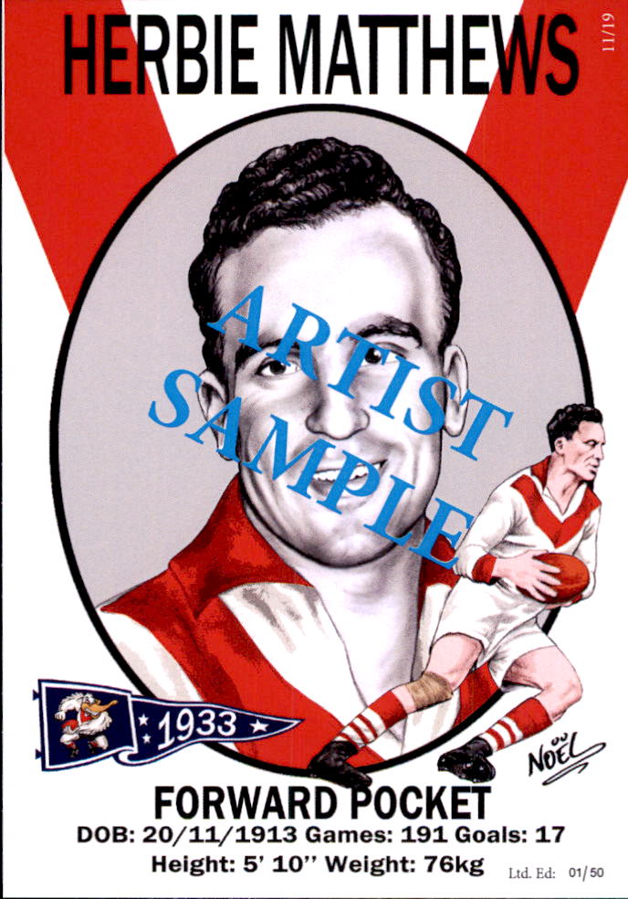 South Melbourne Swans 1933 Premiers Card Set by Noel