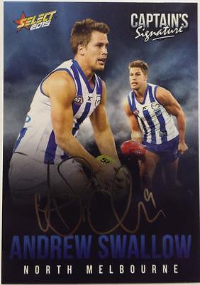 2015 Select AFL, Captains Signature Card, Andrew Swallow, North Kangaroos