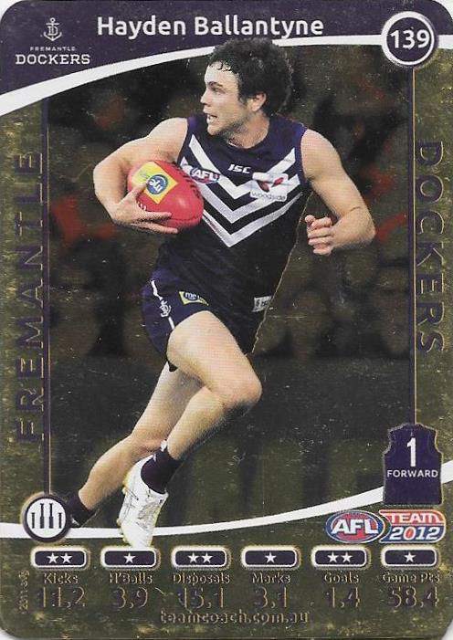 Hayden Ballantyne, Gold, 2012 Teamcoach AFL