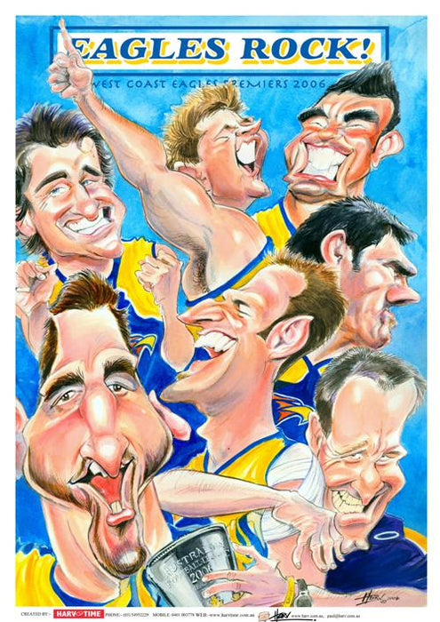 West Coast Eagles, Eagles Rock, Premiers, Harv Time Poster