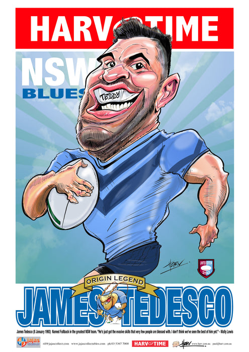 James Tedesco, State of Origin NSW Blues, Harv Time Poster