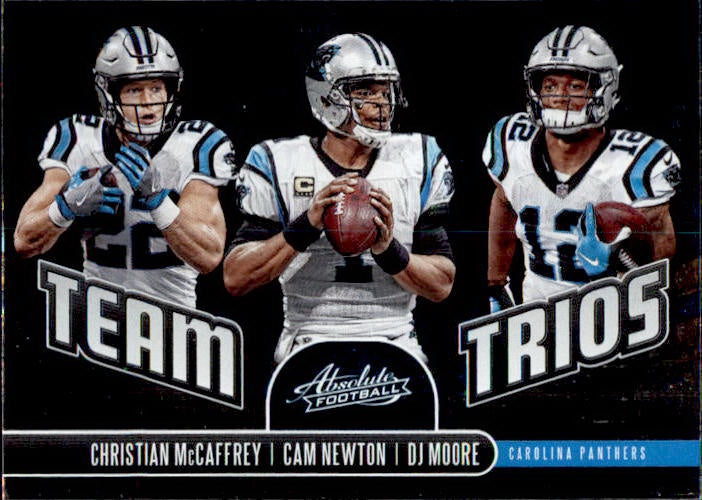 McCaffrey, Newton, Moore, Team Trios, 2019 Panini Absolute Football NFL