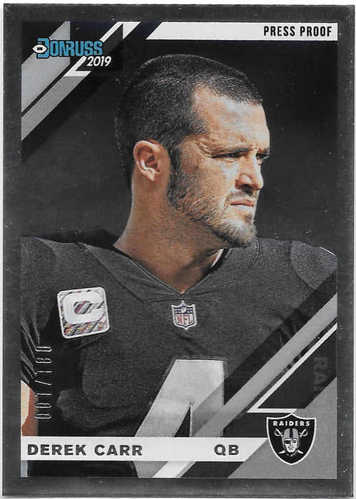 Derek Carr, Platinum Press Proof, Variation, 2019 Panini Donruss Football NFL