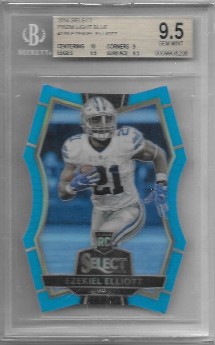 Ezekiel Elliott, Prizm Light Blue, 2016 Select, BGS 9.5