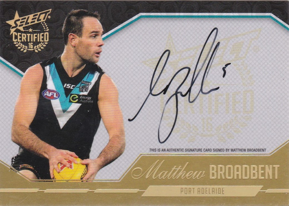 Matthew Broadbent, Certified Signature, 2016 Select AFL Certified