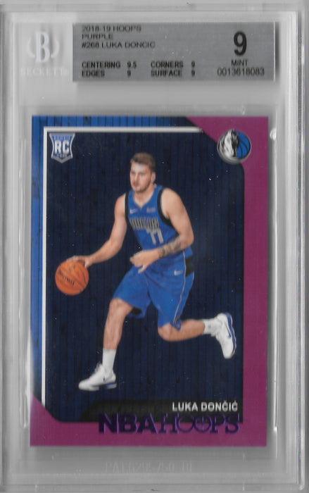 Luka Doncic, RC, Purple Parallel, 2018-19 Panini Hoops Basketball, BGS 9