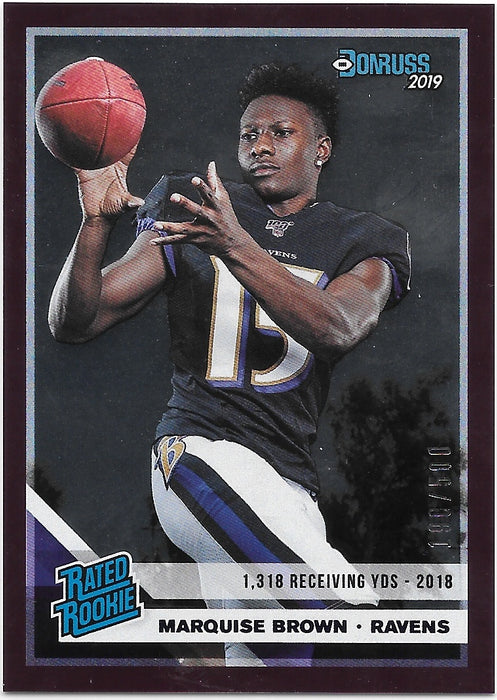 Marquise Brown, RC, Purple Press Proof, 2019 Panini Donruss Football NFL