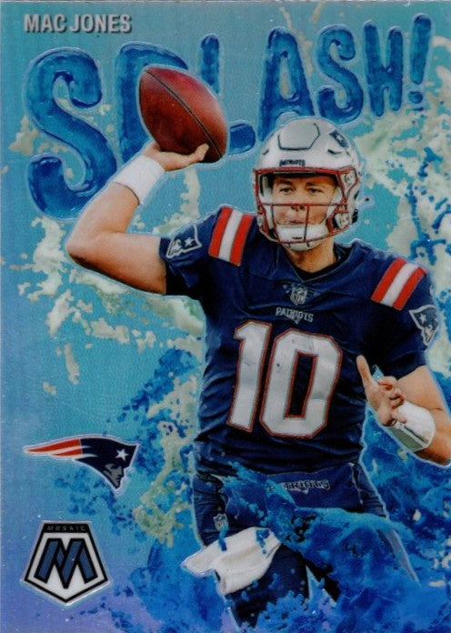 Mac Jones, Splash! Silver Prizm, 2023 Panini Mosaic Football NFL