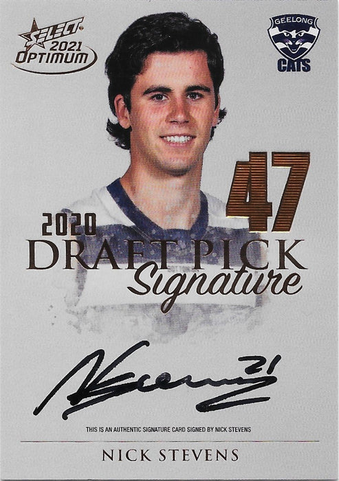 Nick Stevens, Copper Draft Pick Signatures, 2021 Select AFL Optimum