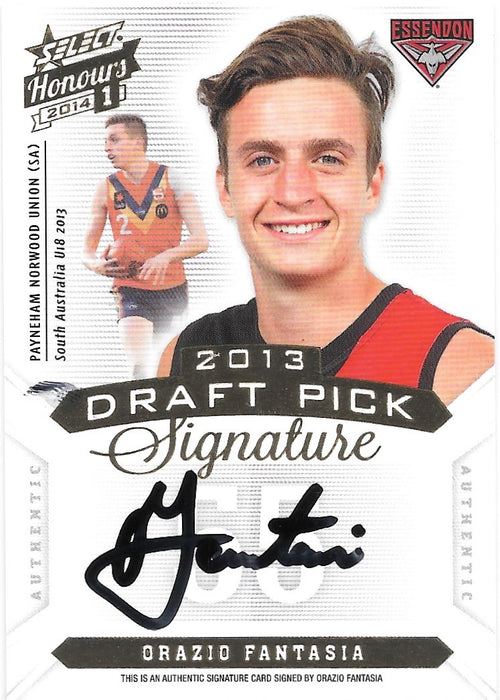 Orazio Fantasia, Draft Pick Signature, 2014 Select AFL Honours 1