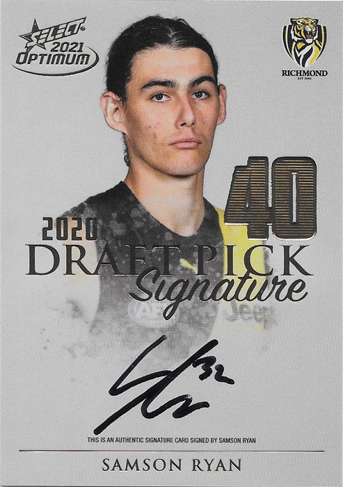 Samson Ryan, Gold Draft Pick Signatures, 2021 Select AFL Optimum