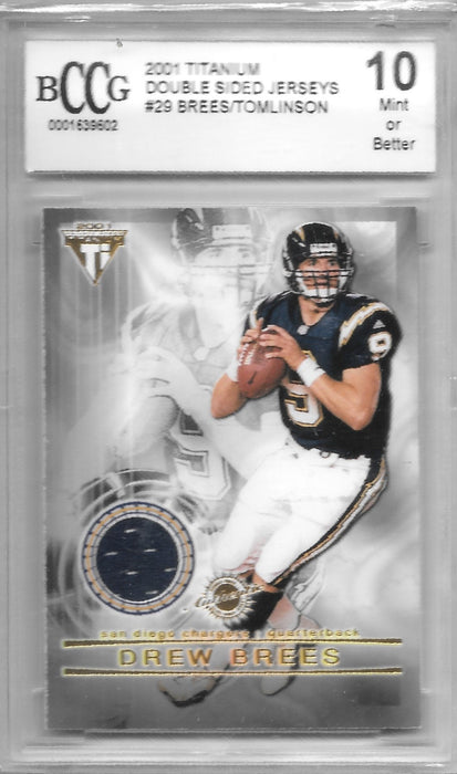 Drew Brees, LaDanian Tomlinson, Double Sided Jerseys, 2001 Titanium Football NFL BCCG 10