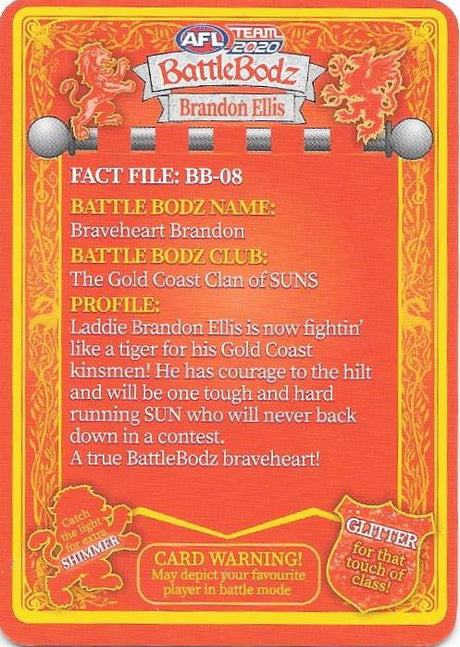 Callan Ward, Glitter Battle Bodz, 2020 Teamcoach AFL ERROR