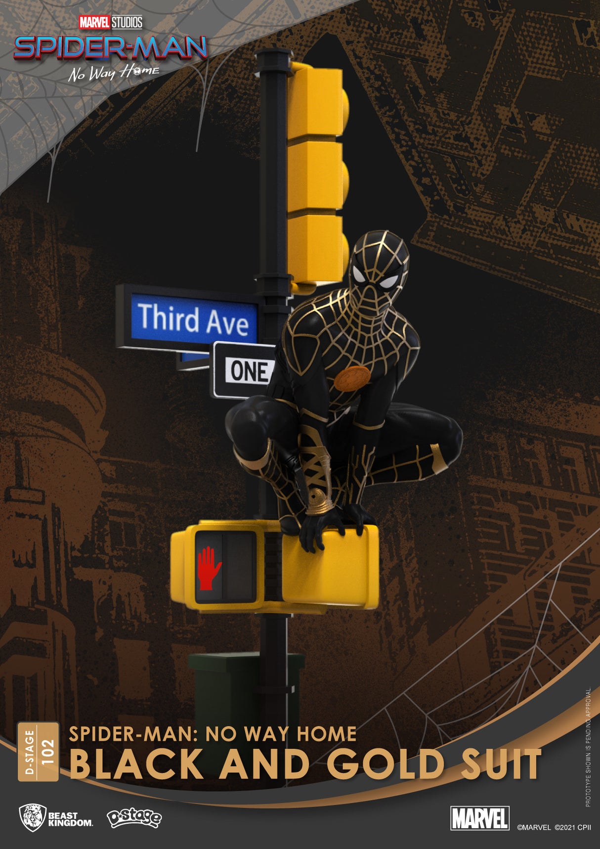 Beast Kingdom D Stage Spiderman No Way From Home Spiderman Black and Gold Suit