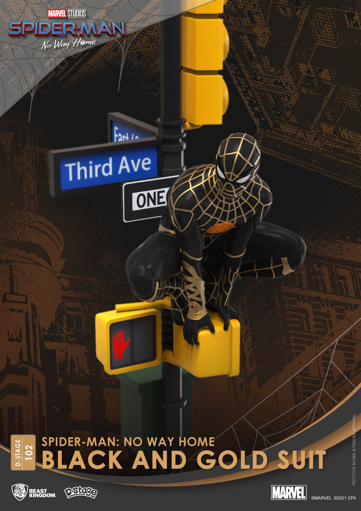 Beast Kingdom D Stage Spiderman No Way From Home Spiderman Black and Gold Suit