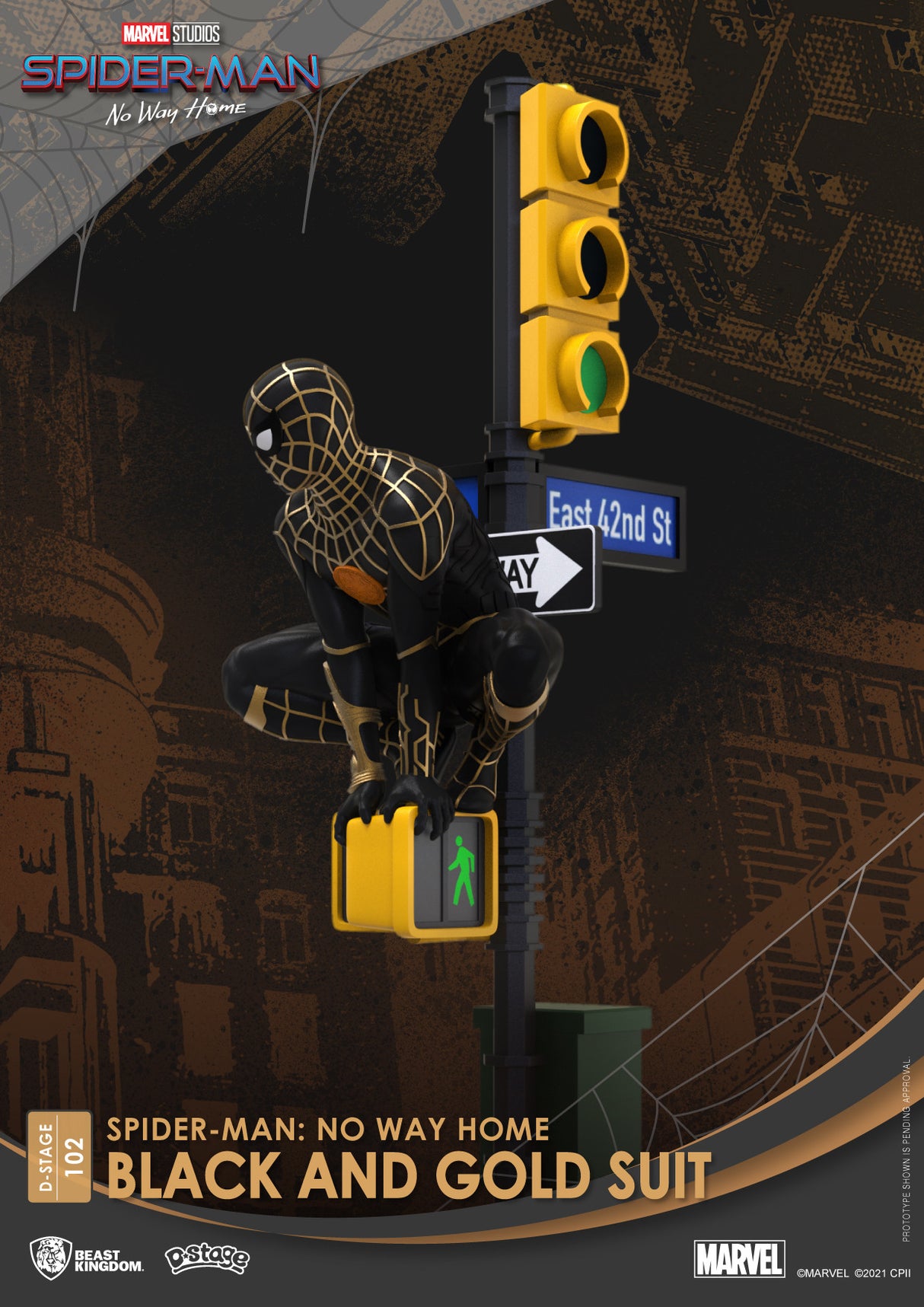 Beast Kingdom D Stage Spiderman No Way From Home Spiderman Black and Gold Suit
