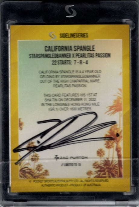 California Spangle Hong Kong Mile Winner 2022, Zac Purton, Signature Black Edition, Sideline Series