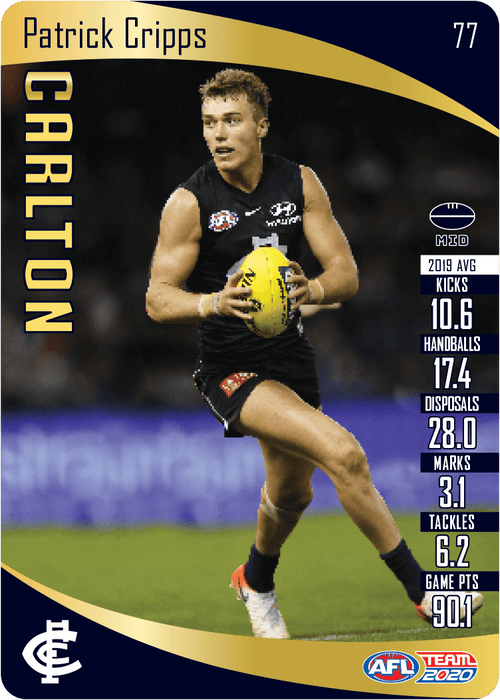 Patrick Cripps, Gold, 2020 Teamcoach AFL