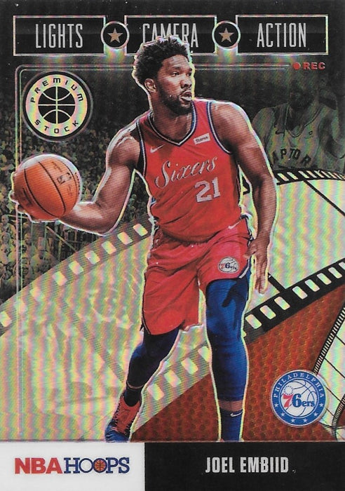 Joel Embiid, Lights Camera Action, 2019-20 Panini Hoops Premium Stock Basketball NBA