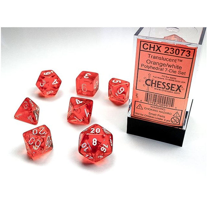 CHX 23073 Translucent Polyhedral Orange/White 7-Die Set