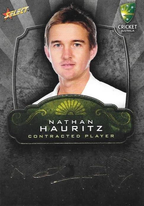 Nathan Hauritz, Contracted Player Gold Foil Signature, 2009-10 Select Cricket