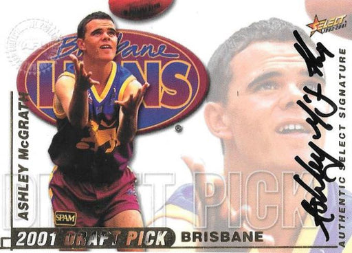 Ashley McGrath, Draft Pick Signature card, 2001 Select AFL