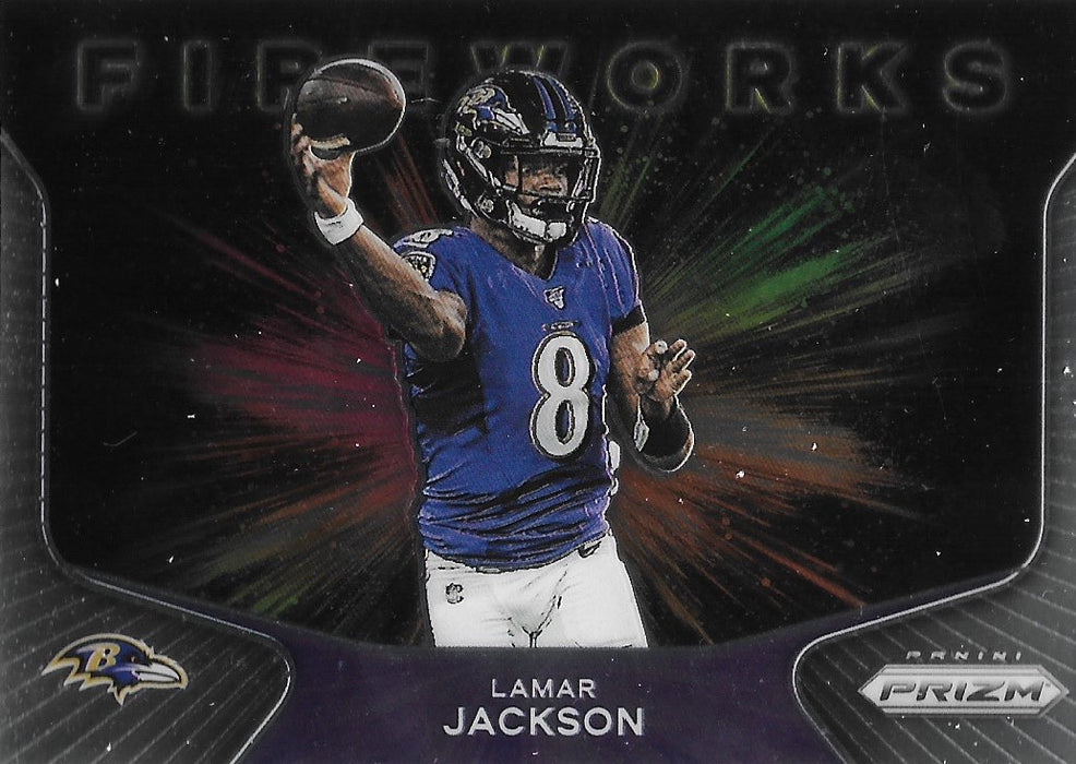 Lamar Jackson, Fireworks, 2020 Panini Prizm Football NFL