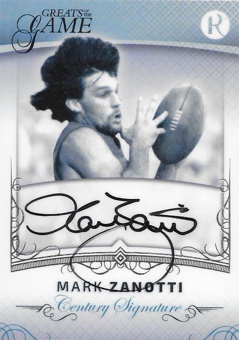 Mark Zanotti, Century Signature, 2017 Regal Football Greats of the Game