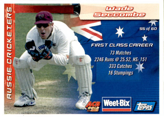 Jack Blackham & Wade Seccombe, Weetbix, 2002 Topps ACB Gold Cricket