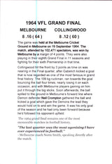 Melbourne Demons 1964 Premiers Card Set by Noel