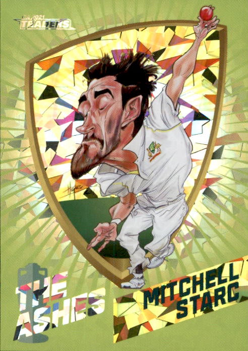 Mitchell Starc, #069/175, Green Ashes Caricatures, 2021-22 TLA Traders Cricket Australia & BBL