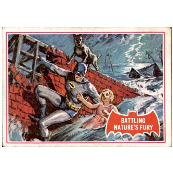 Battling Nature's Fury, Red Bat, Batman Puzzle Cards, 1966 National Periodical Publications