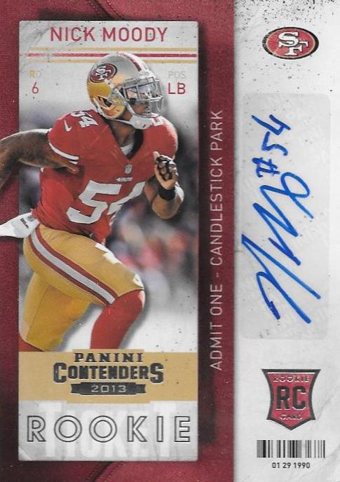 Nick Moody, Rookie Ticket Autograph, 2013 Panini Contenders NFL