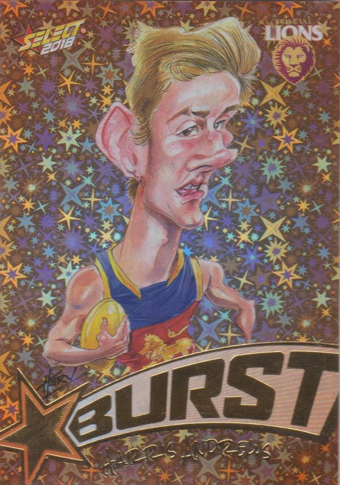 Harris Andrews, Starburst Orange Caricatures, 2018 Select AFL Footy Stars