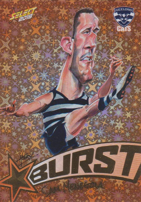 Sam Menegola, Starburst Orange Caricatures, 2018 Select AFL Footy Stars